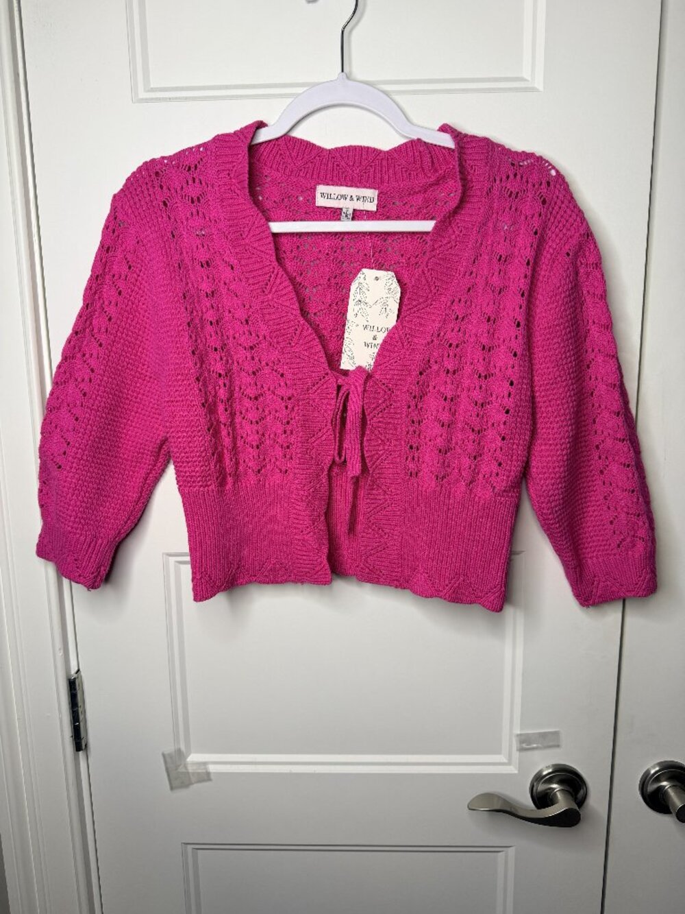 Willow & Wind Tie-front Knit Cropped Cardigan, Size Small, NWT